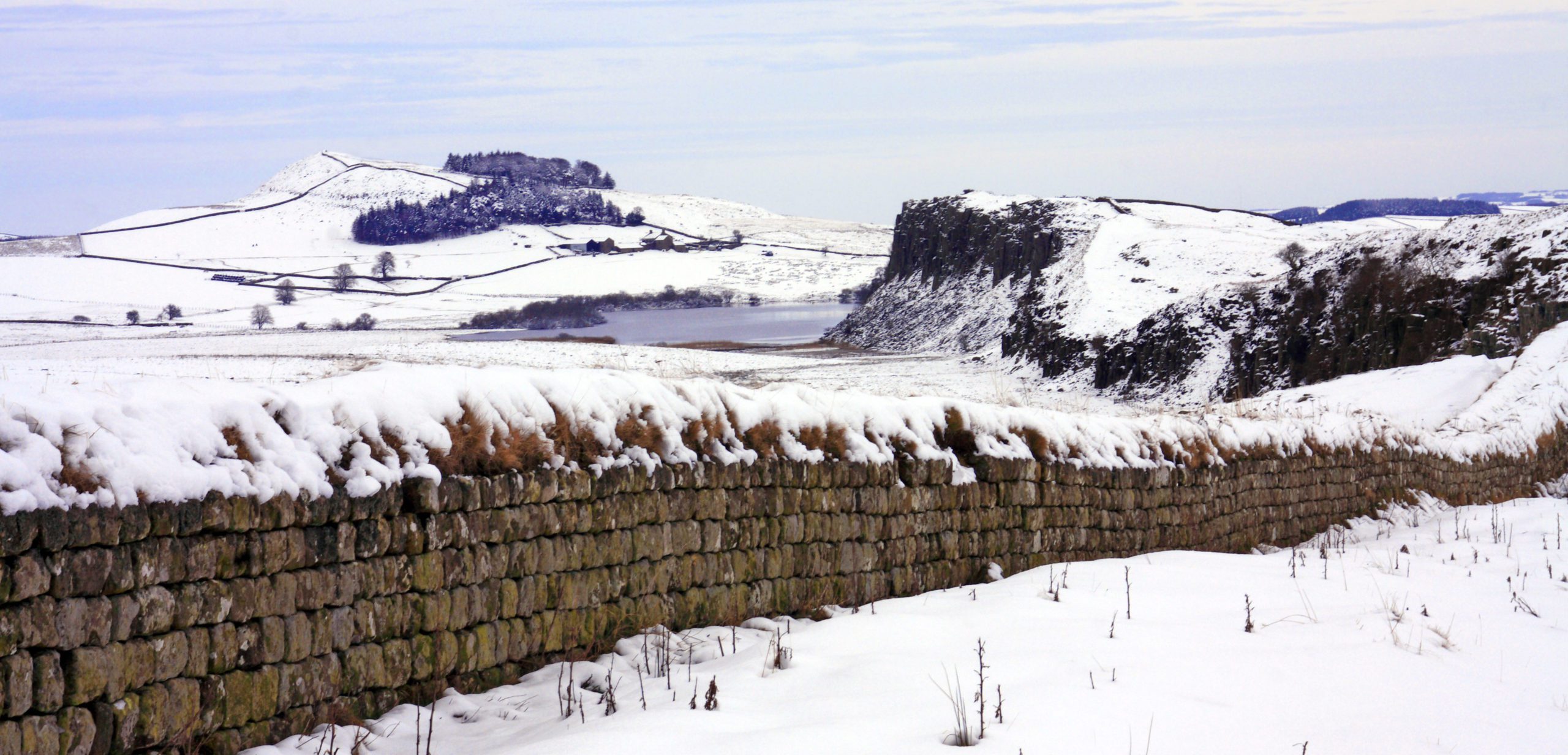 Hadrians Wall in the snow