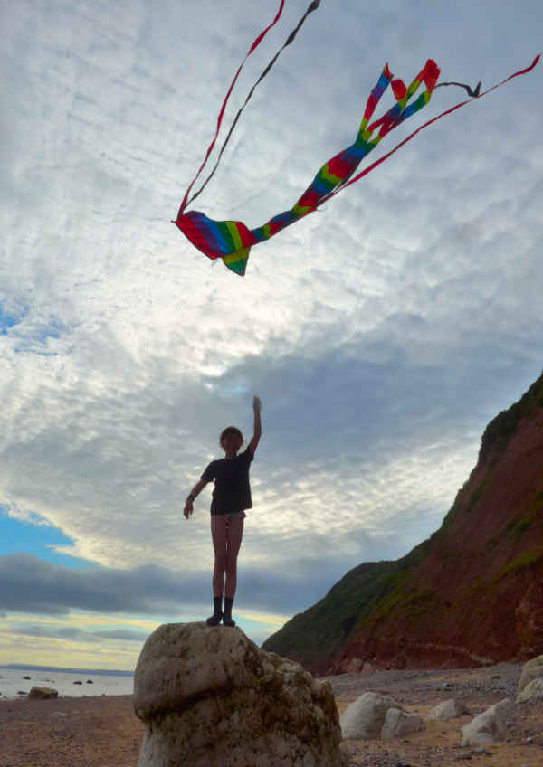 Boy flying kite
