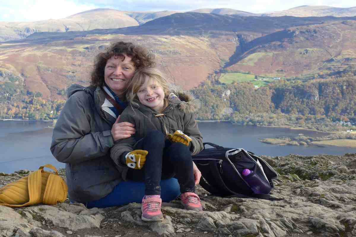Woman and daughter up a mountain in the Lake District
