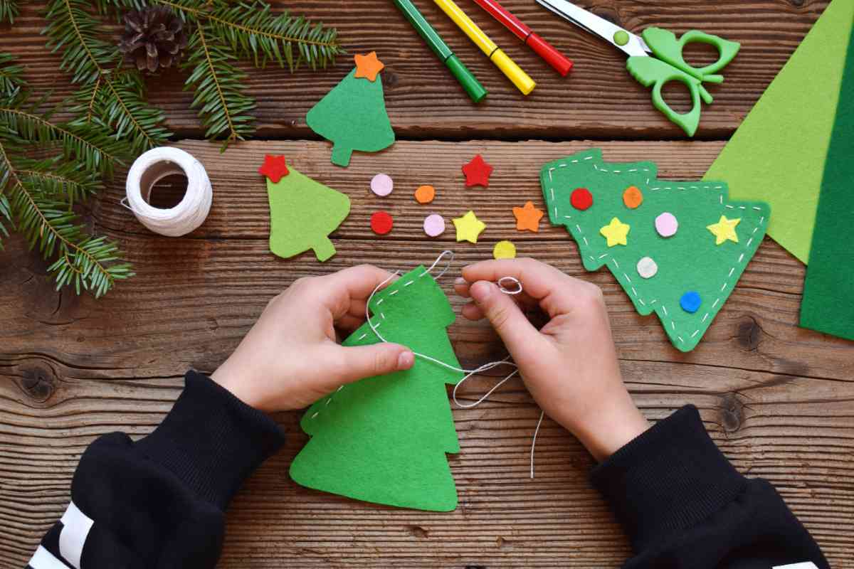 Making handmade Christmas crafts 