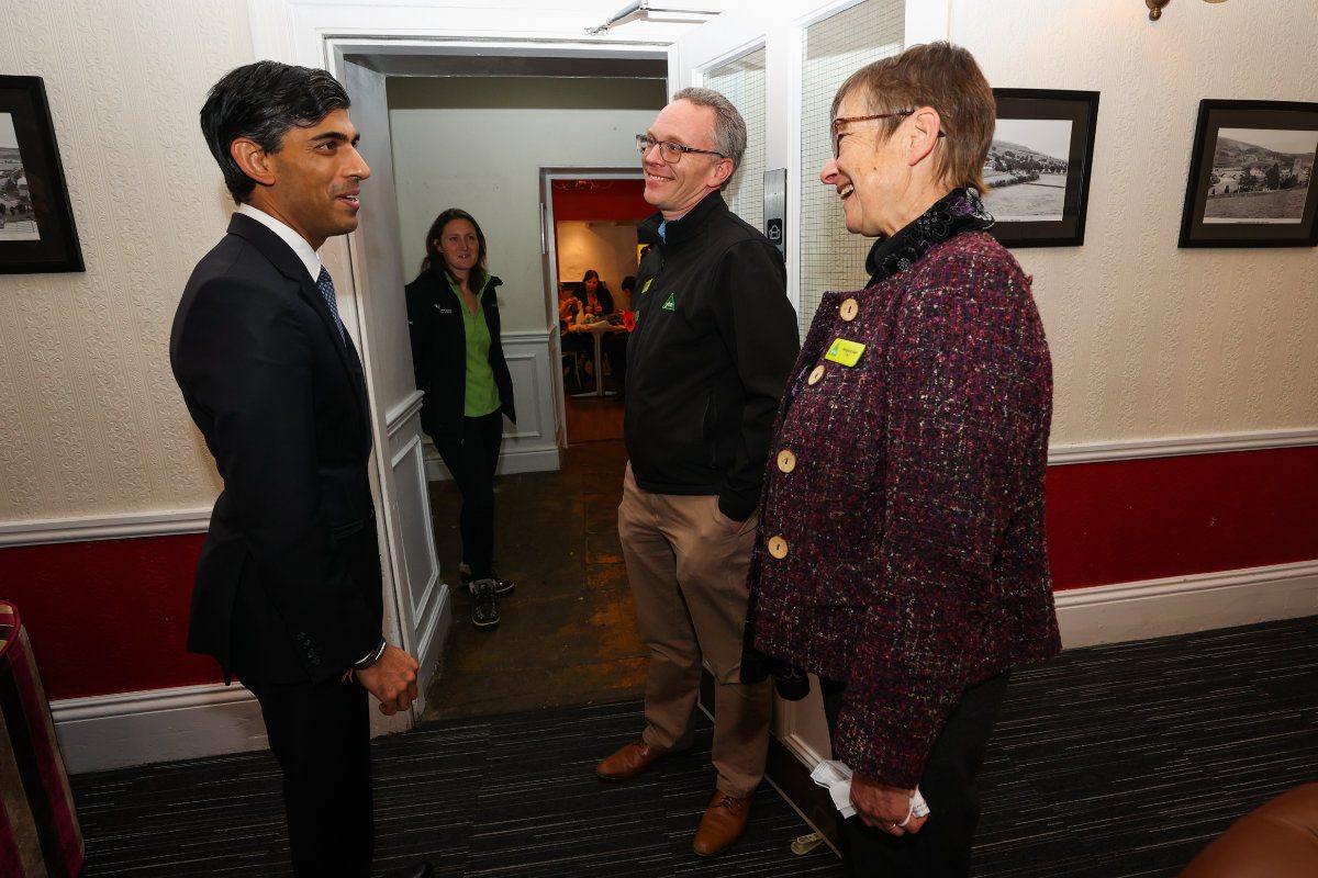 Rishi Sunak with James Blake and Margaret Hart at YHA Grinton Lodge