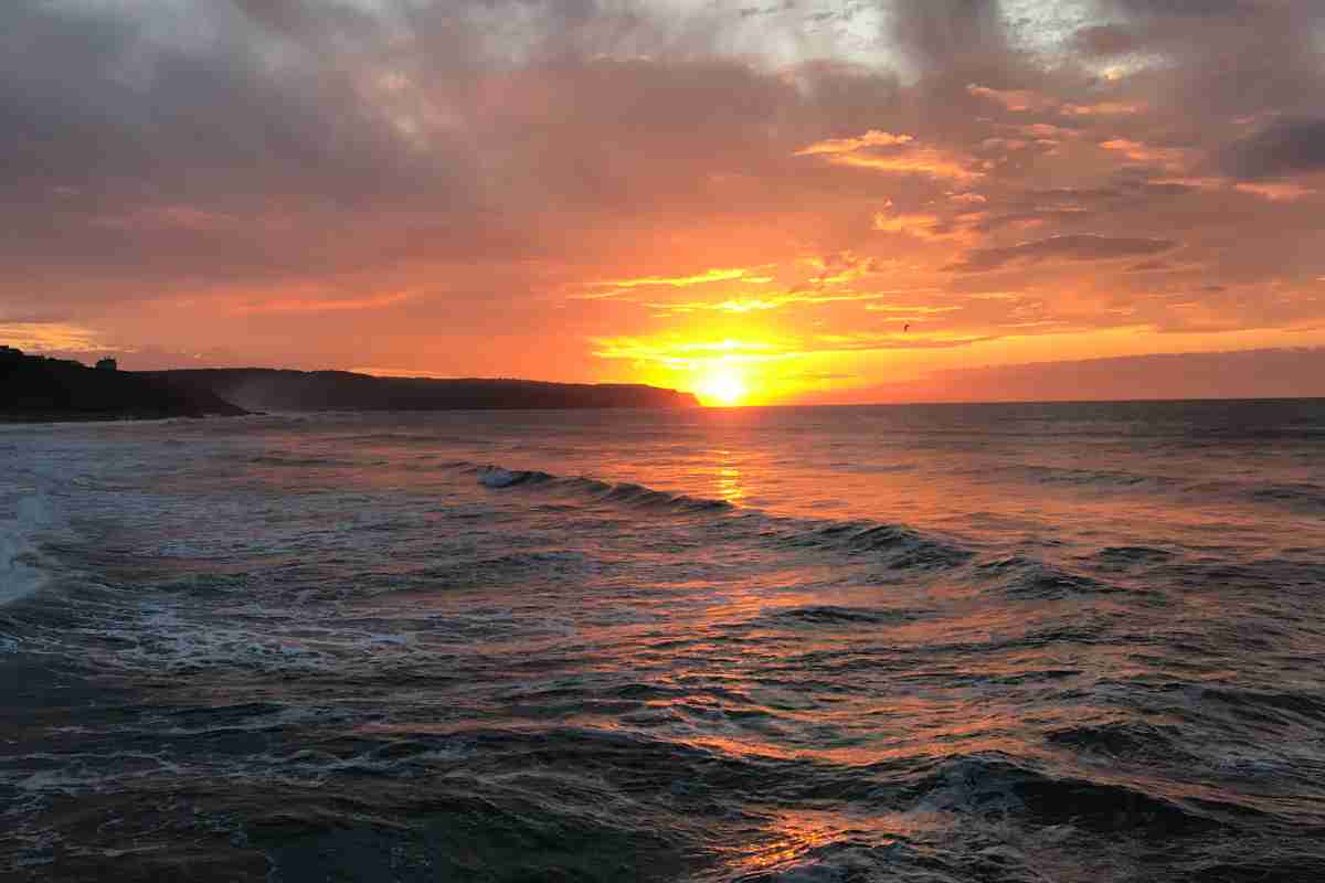 Sunset on a beach in Cornwall