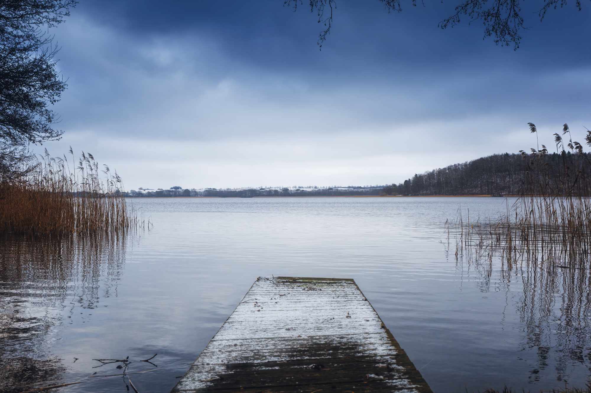 A jetty at the lake in the Lake District in winter