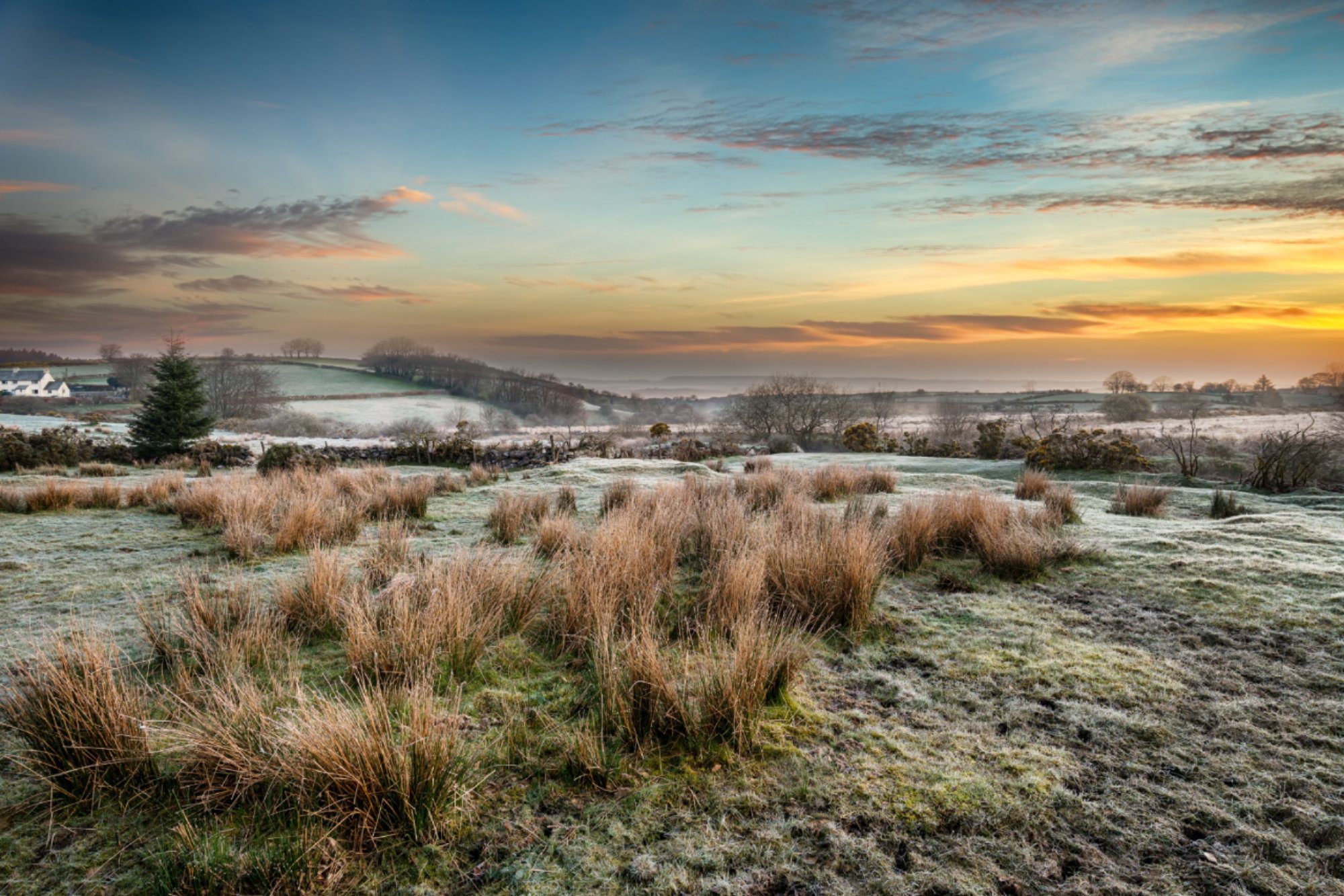 Frosty sunrise over Dartmoor