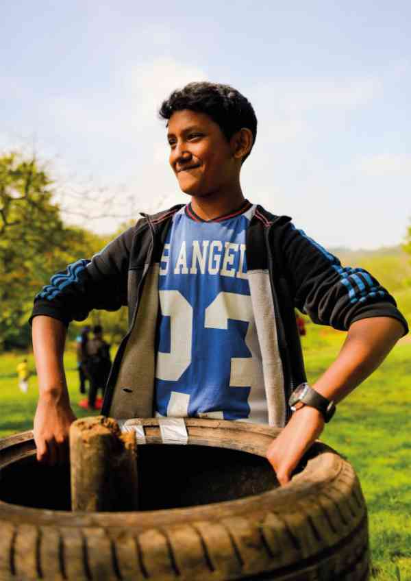 Boy taking part in an outdoor activity