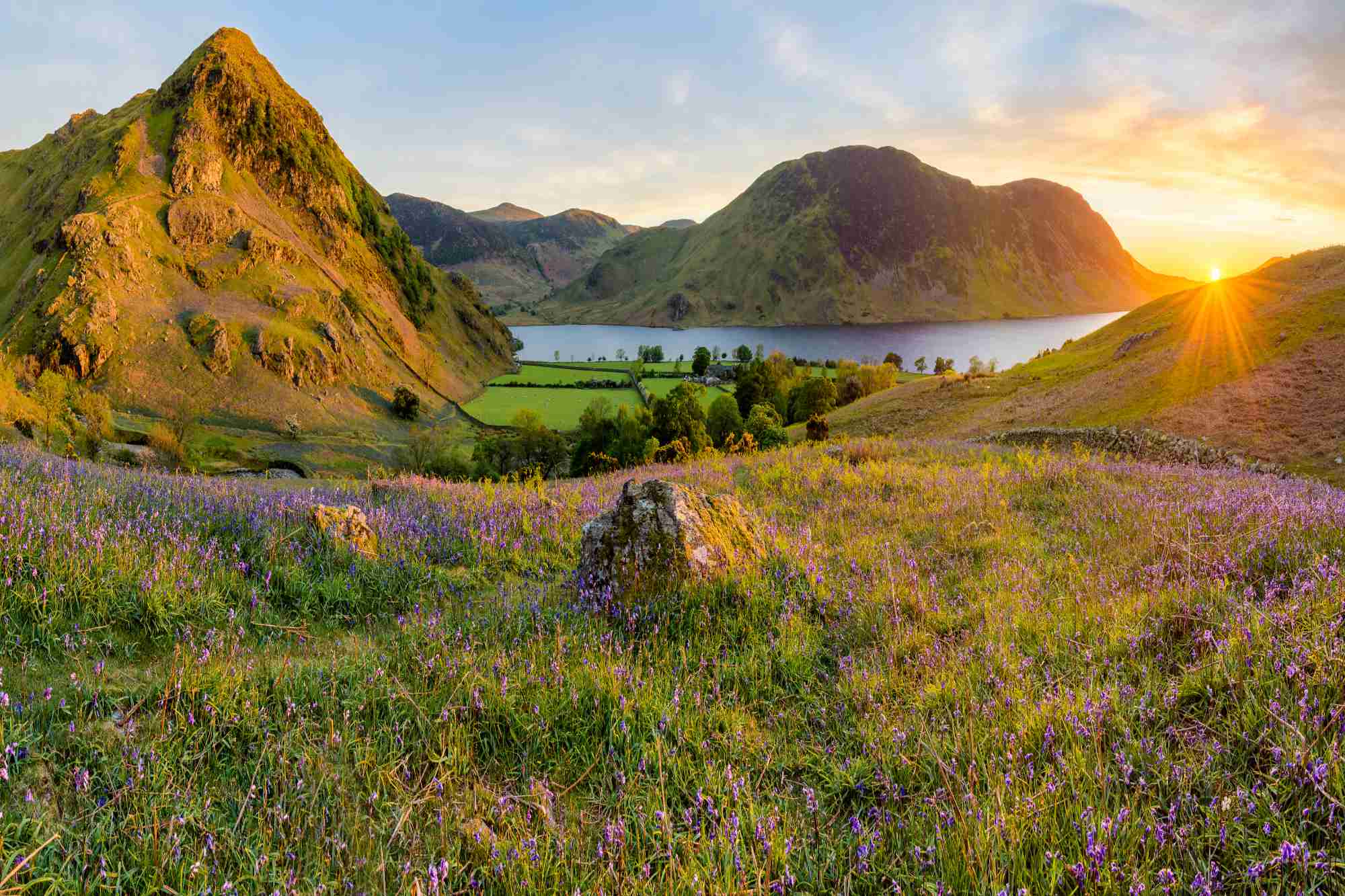 Beautiful sunset at Rannerdale Knots in the Lake District