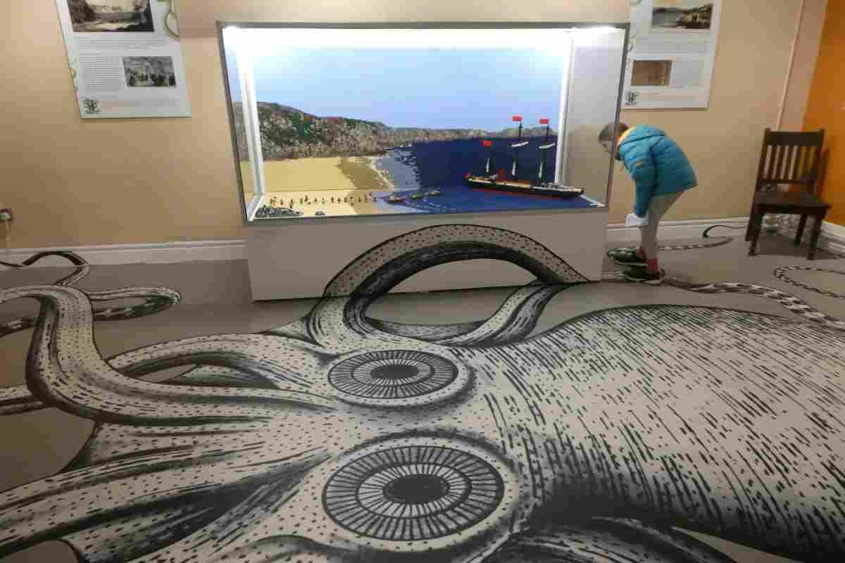 Girl looking at the displays in a museum 