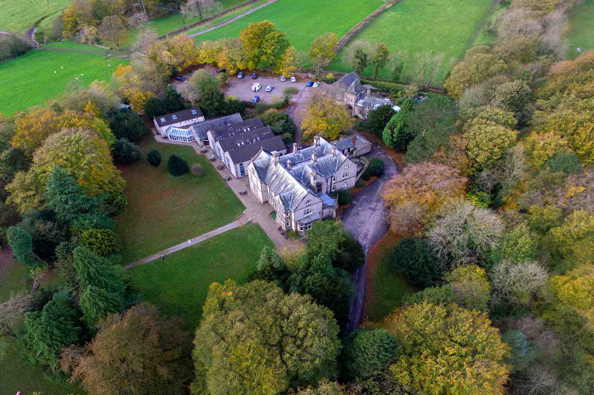 YHA Castleton Losehill Hall from above