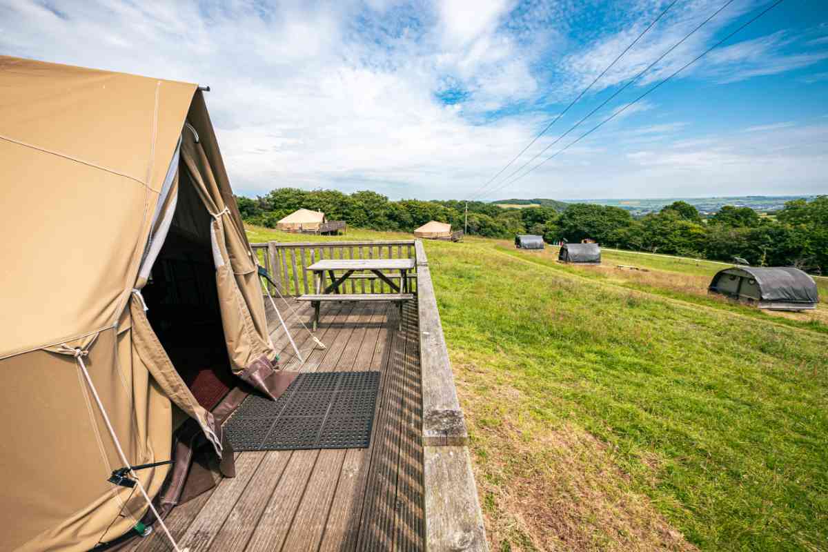 Bell tents and Landpods at YHA Eden Project