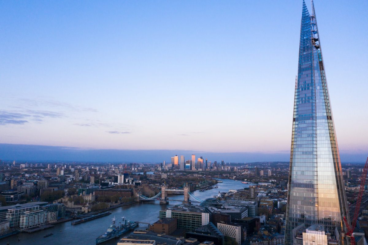 View of the Shard at sunset