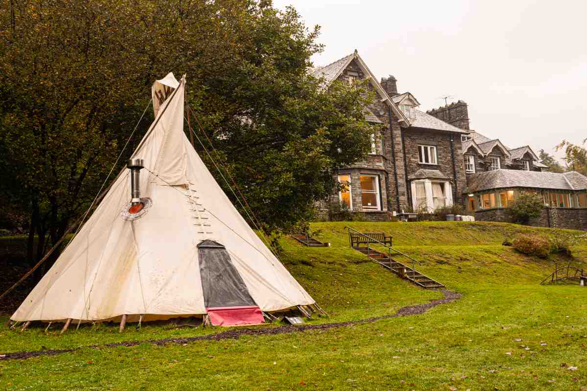 A tipi in the grounds of YHA Grasmere